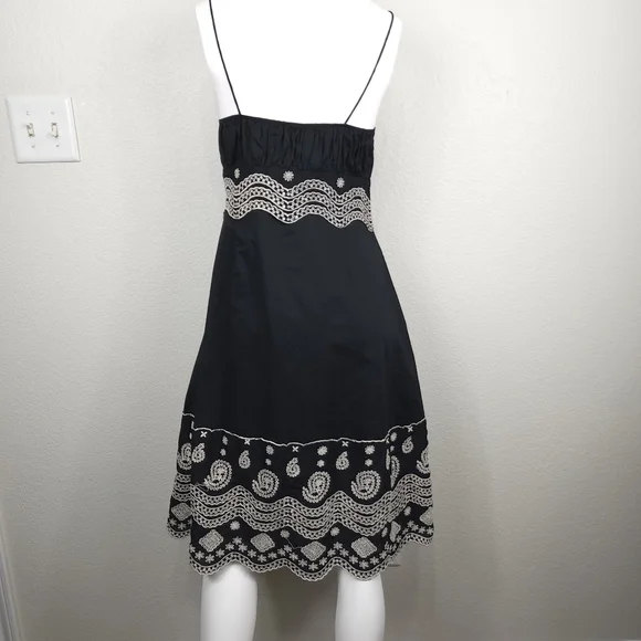 Jessica Howard Bohemian Black Embroidered Bodice Dress Size 8 - Picture 5 of 11